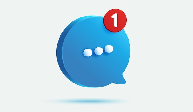 Message notification icon with number alarm message concept Speech bubble on background Sign and Symbol with blue speech bubble 3d vector Illustration