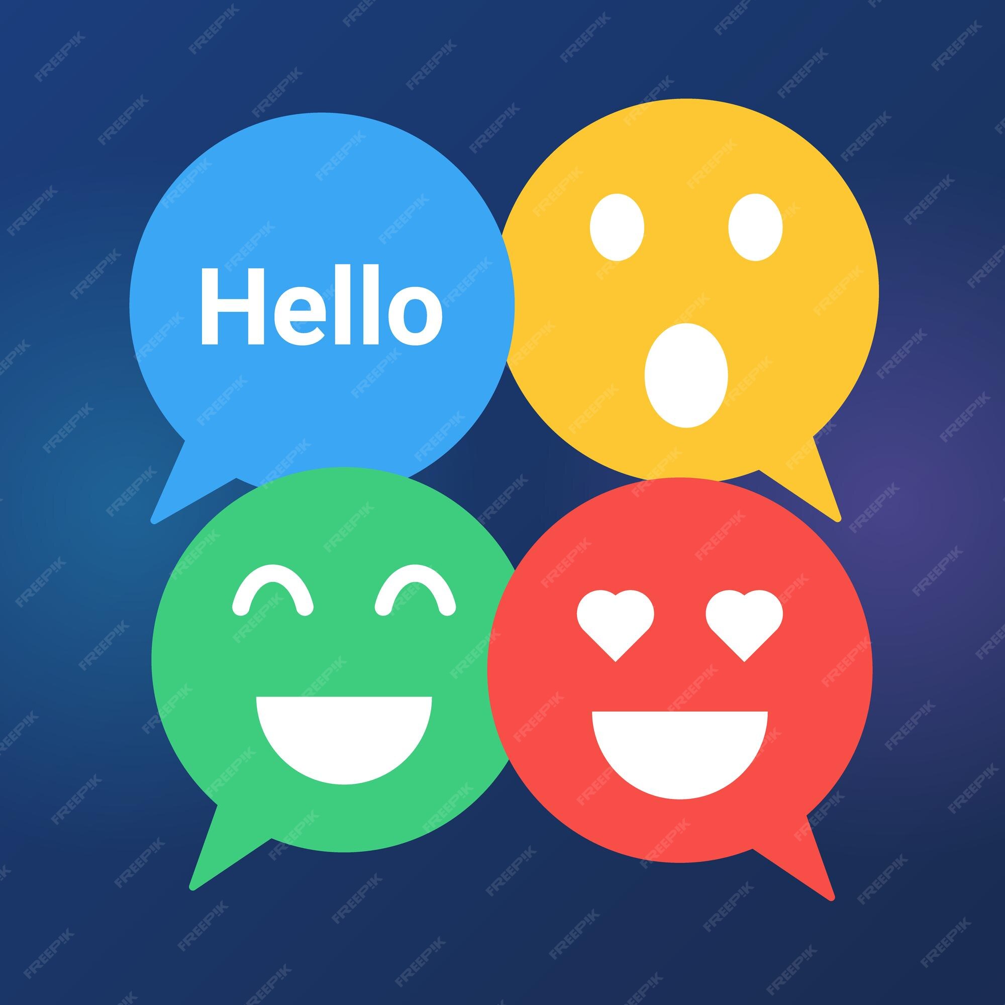 Premium Vector  Set of chat speech bubble with smile emoji in a flat design