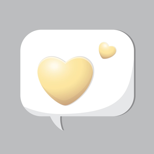 Message with like, yellow heart, message of love, correspondence