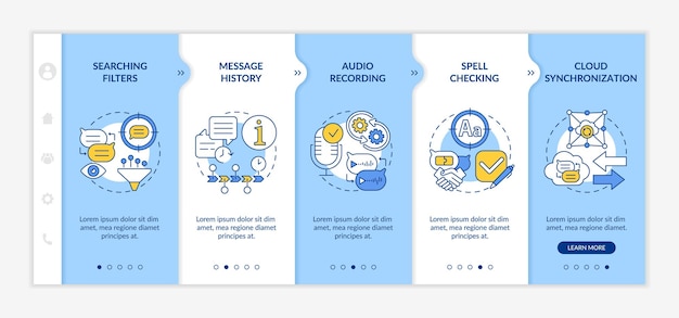 互動式網頁 - 通過五步螢幕進行網頁步行 - 通過線性插圖進行聊天,使用色彩概念的軟件