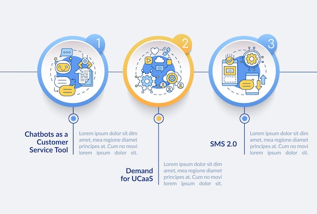 messaging software trend vector infographic template. chatbot presentation outline design elements. data visualization with 3 steps. process timeline info chart. workflow layout with line icons