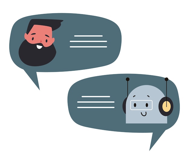 メッセンジャー アプリ チャット ボット ハットボット電話コンセプト グラフィック デザイン イラスト