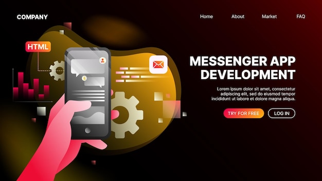 Messenger app development landing webpage template