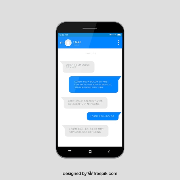 App messenger per dispositivi mobili in stile piano