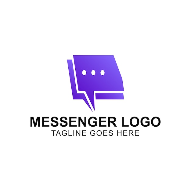 Вектор Дизайн логотипа messenger современная минимальная и фиолетовая градиентная векторная иллюстрация логотипа