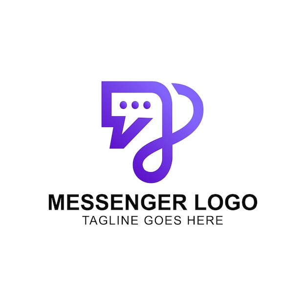 Vector messenger logo design modern minimal and purple gradient color logo vector illustration