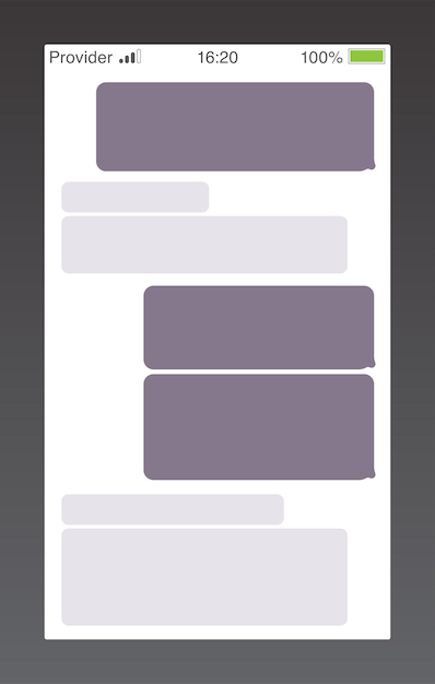 Вектор Пузыри службы коротких сообщений мессенджера текстовый чат смс-боксы пустой шаблон пузырей обмена сообщениями