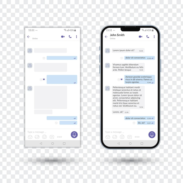 Illustrazione dell'applicazione di chat del modello dell'interfaccia utente di messenger