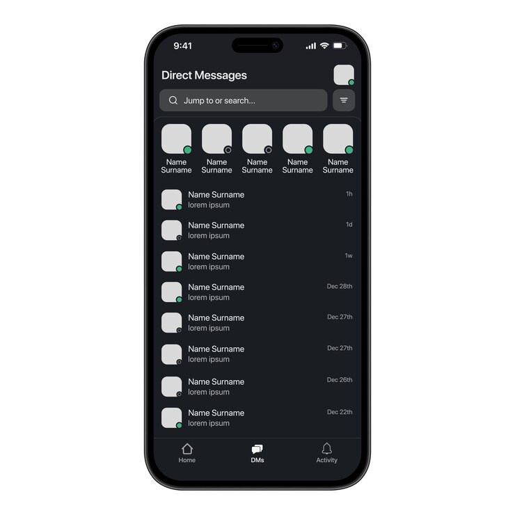 Vector messenger for work mobile interface teamwork messenger template