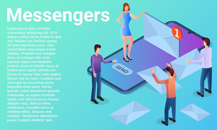 Vector messengers people use the app installed on their smartphone to communicate with each other