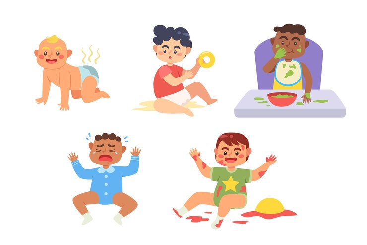 Messy babies cute baby making a mess vector