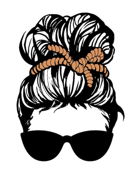 Вектор Грязная булочка девушка с грязной булочкой и солнцезащитными очками узел веревки