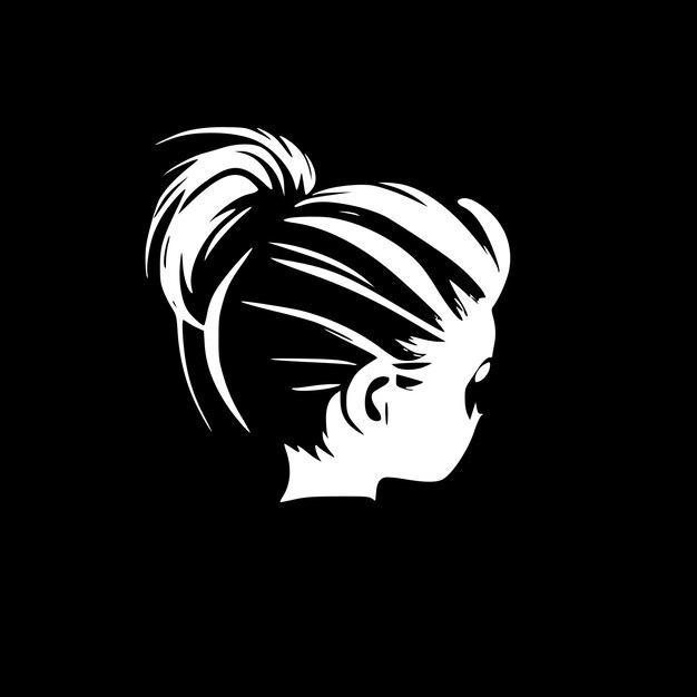 Vector messy bun minimalist and simple silhouette vector illustration