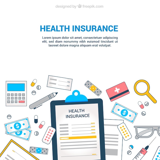 Vector messy health insurance elements