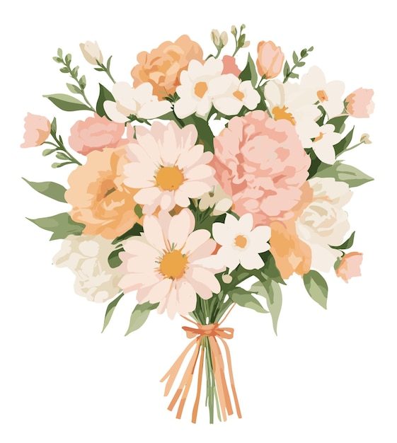 Met de hand beschilderd boeket bloemen