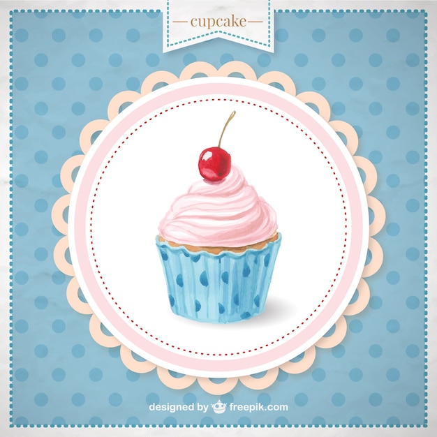 Vector met de hand beschilderd cupcake