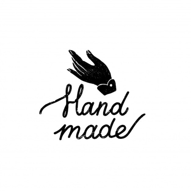 Met de hand gemaakt pictogram of logo. Vintage stempel icoon met handgemaakte letters en hand