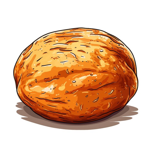 Met de hand getekend Baked Potato cartoon vector illustratie clipart witte achtergrond