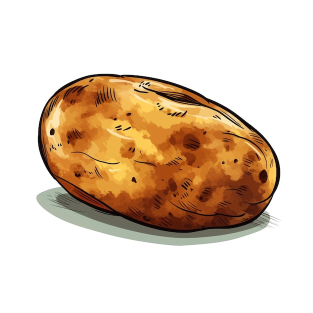 Met de hand getekend baked potato cartoon vector illustratie clipart witte achtergrond