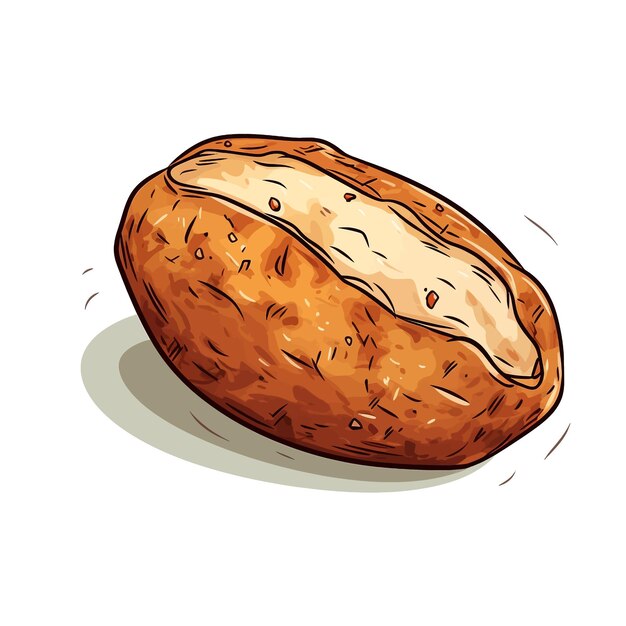 Vector met de hand getekend baked potato cartoon vector illustratie clipart witte achtergrond