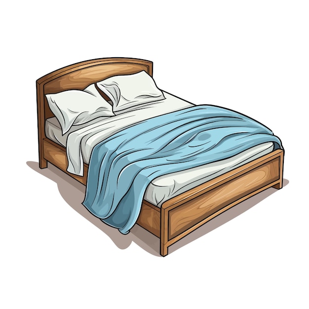 Met de hand getekend Bed cartoon vector illustratie clipart witte achtergrond