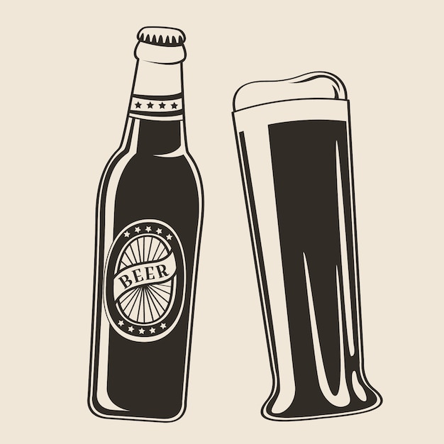 Met de hand getekend bier silhouet