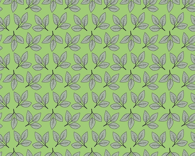 Met de hand getekend bloemenpatroon vectorontwerp Eenvoudig ornament met plant en blad