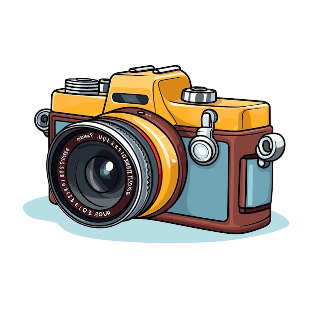 Met de hand getekend Camera cartoon vector illustratie clipart witte achtergrond