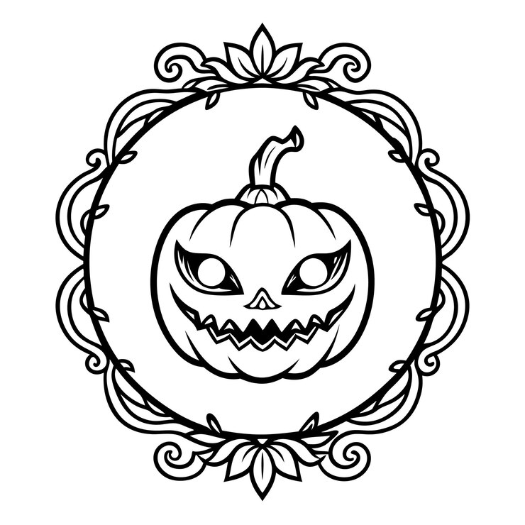 Vector met de hand getekend frame van hallowen illustratie zwart en wit