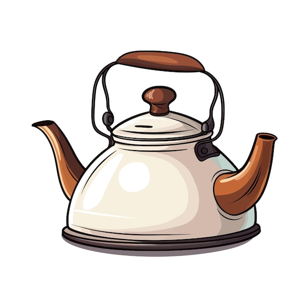 Vector met de hand getekend kettle cartoon vector illustratie clipart witte achtergrond