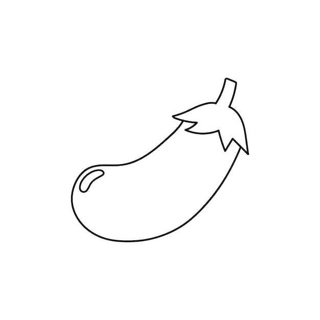 Met de hand getekend Kinderen tekenen Cartoon Vector illustratie aubergine icoon geïsoleerd op witte achtergrond