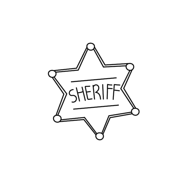 Met de hand getekend Kinderen tekenen Cartoon Vector illustratie sheriff ster badge icoon geïsoleerd