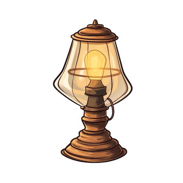 Vector met de hand getekend lamp cartoon vector illustratie clipart witte achtergrond