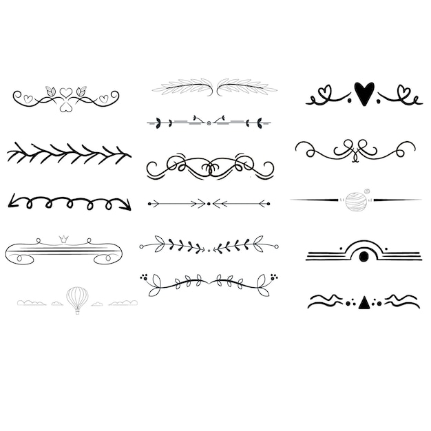 Met de hand getekend ornament divider set ontwerp