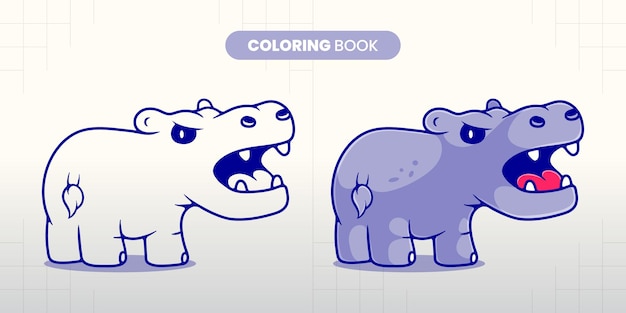 Met de hand getekend schattig nijlpaard illustratie kleurboek voor kinderen om in te vullen