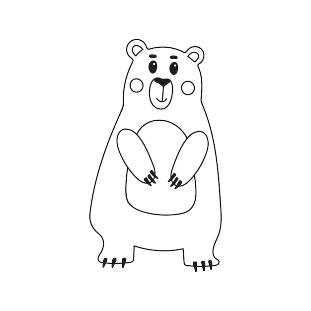 Met de hand getekend staand grappig beer personage Natuur dier doodle illustratie