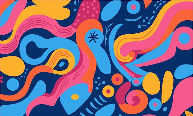 Vector met de hand getekend vlak ontwerp abstract doodle patroon