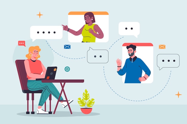 Met de hand getekende achtergrond van de communicatie