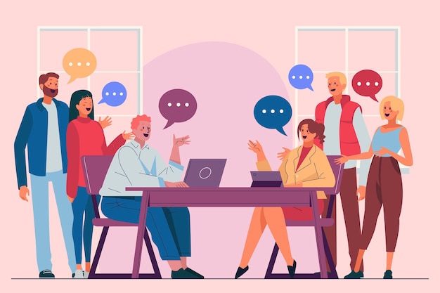 Met de hand getekende achtergrond van de communicatie