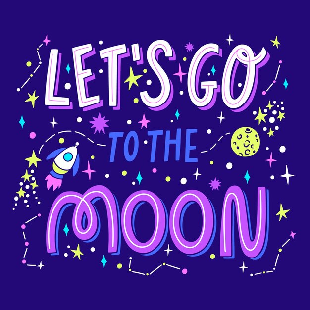 Met de hand getekende astronomische lettering