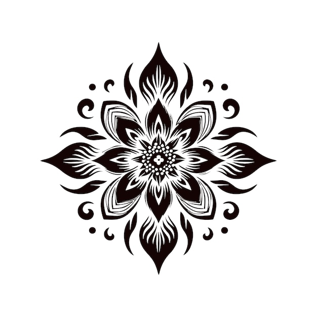 Met de hand getekende bloem tatoeage geometrische bloem kunst vector geïsoleerd op witte achtergrond