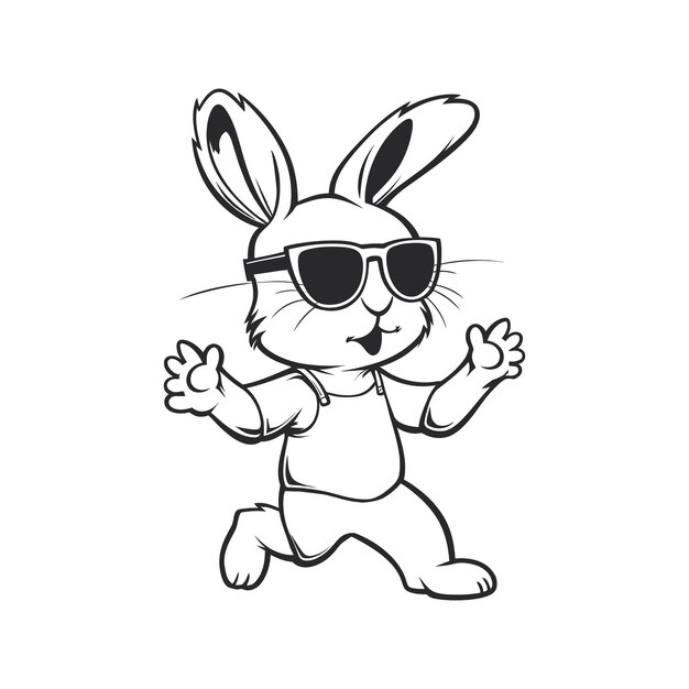 Met de hand getekende bunny clipart illustratie op witte pagina