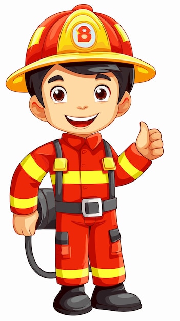 met de hand getekende cartoon van een brandweerman poster of sjabloon voor de internationale brandweerdag