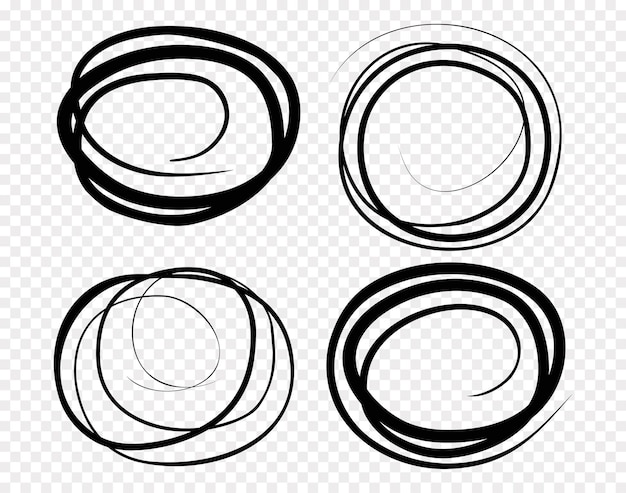 Vector met de hand getekende cirkellijn schets set ronde vectorvelden van schrijfcirkels voor berichten