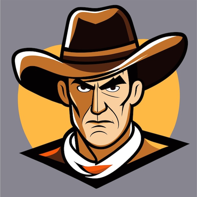 Vector met de hand getekende cowboy platte stijlvolle cartoon sticker icoon concept geïsoleerde illustratie