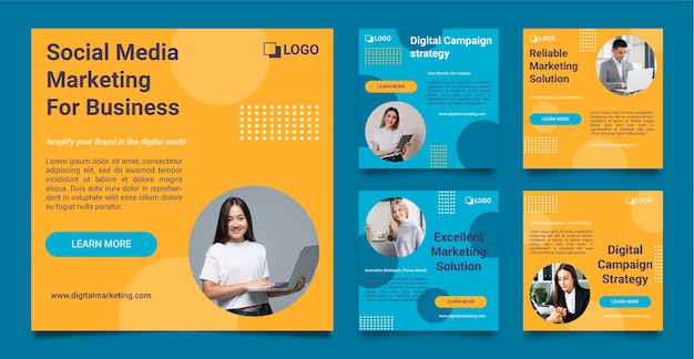Met de hand getekende digitale marketing instagram post