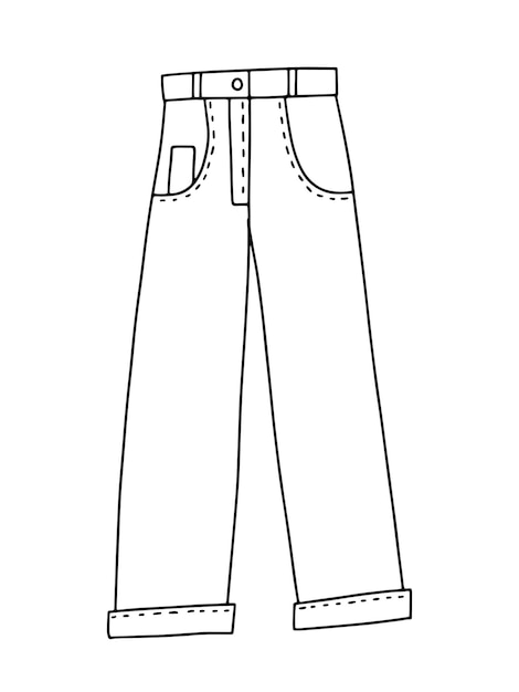 Met de hand getekende doodle jeans vector illustratie
