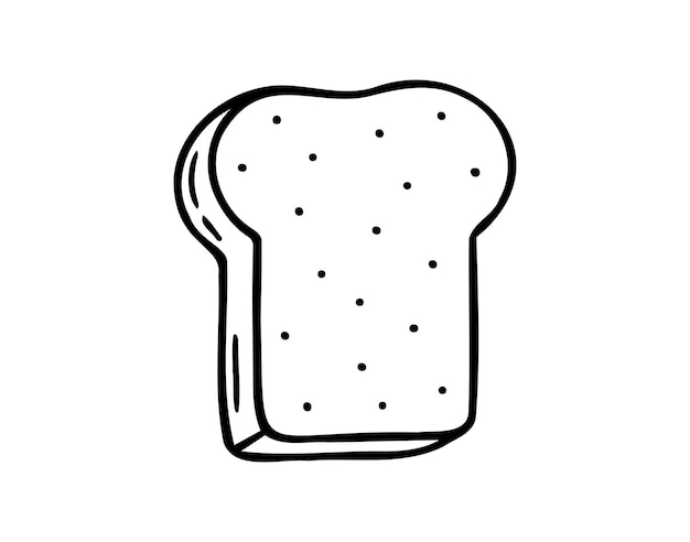 Met de hand getekende doodle toast slice geïsoleerd icoon Outline tekening toast teken