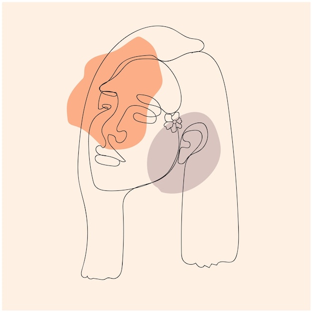 Met de hand getekende eenlijnige kunstportretillustratie