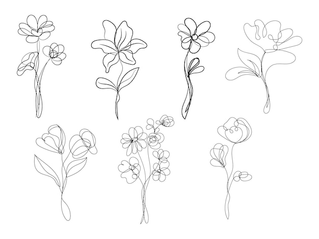 Met de hand getekende eenvoudige bloemenillustratie
